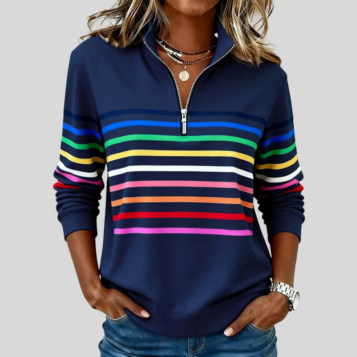 Jersey de punto con cuello y cremallera