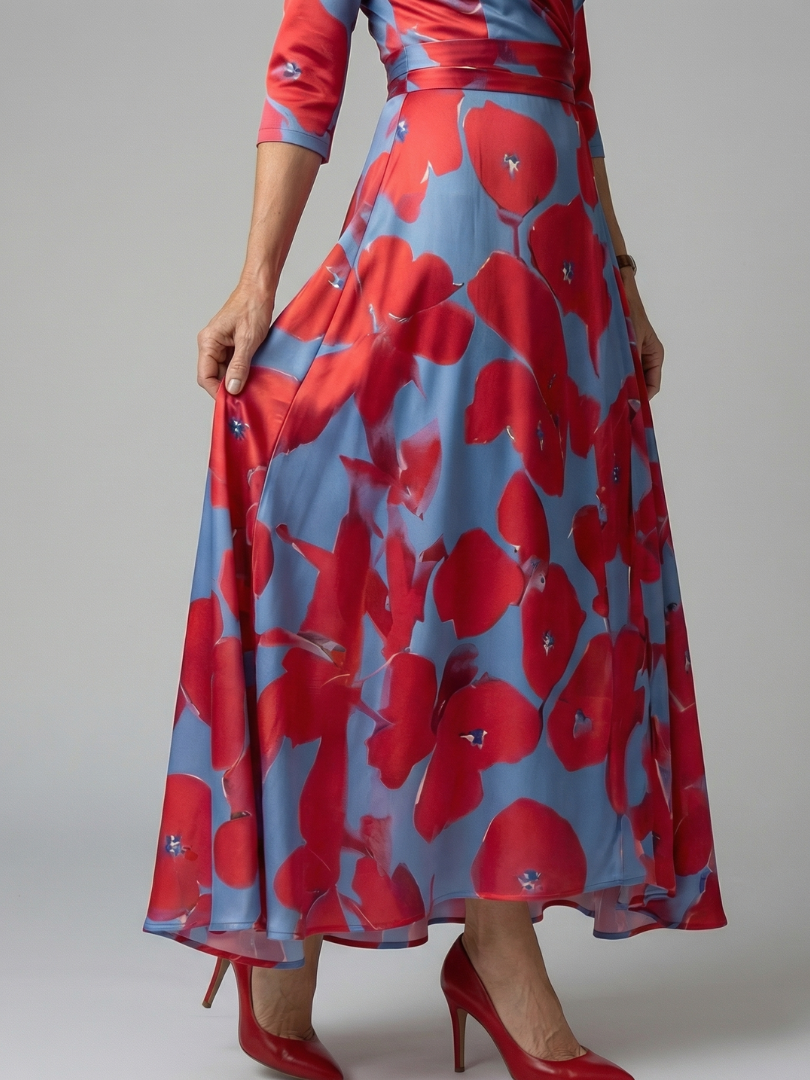 Vestido midi cruzado con estampado floral
