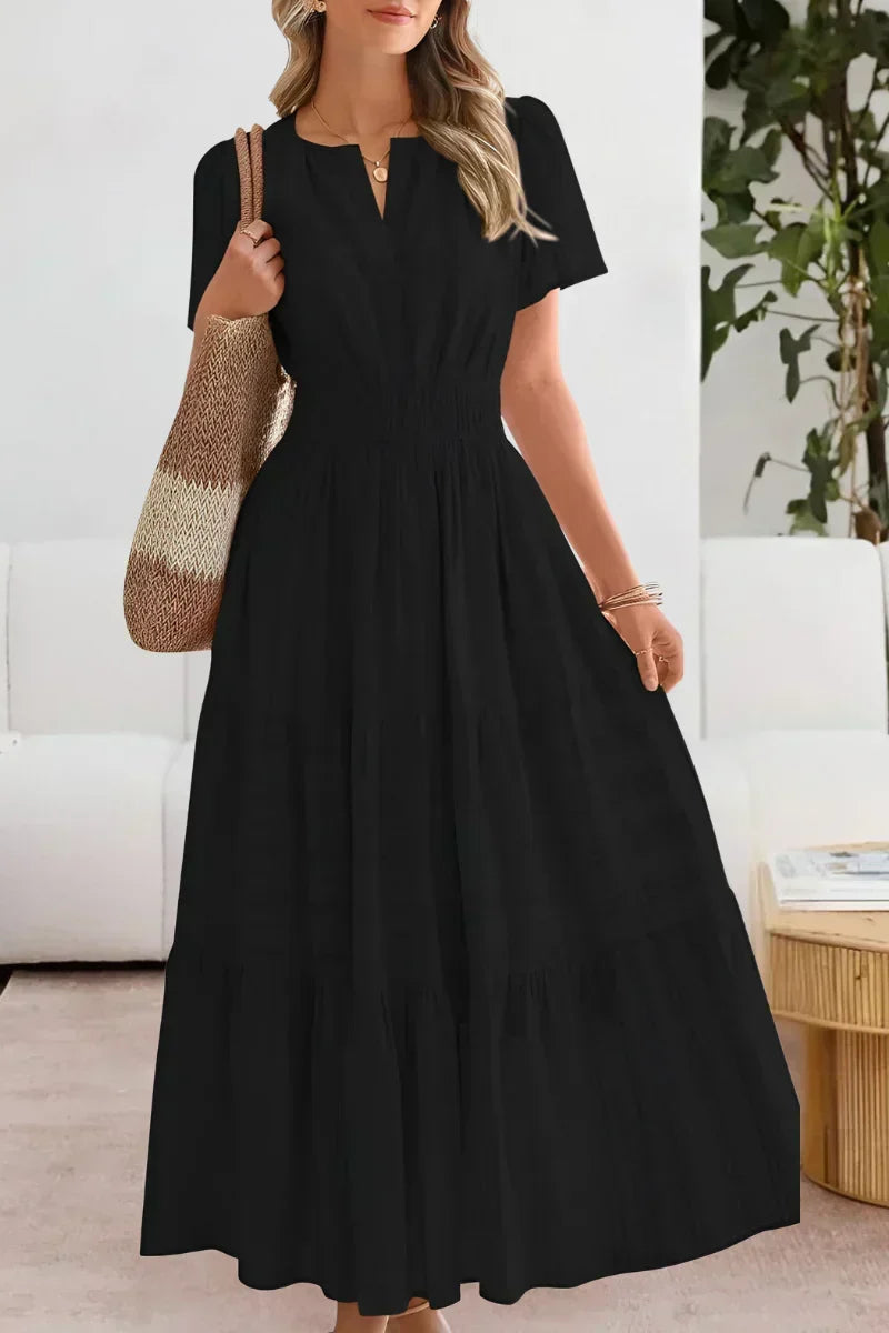 Vestido maxi con cintura fruncida