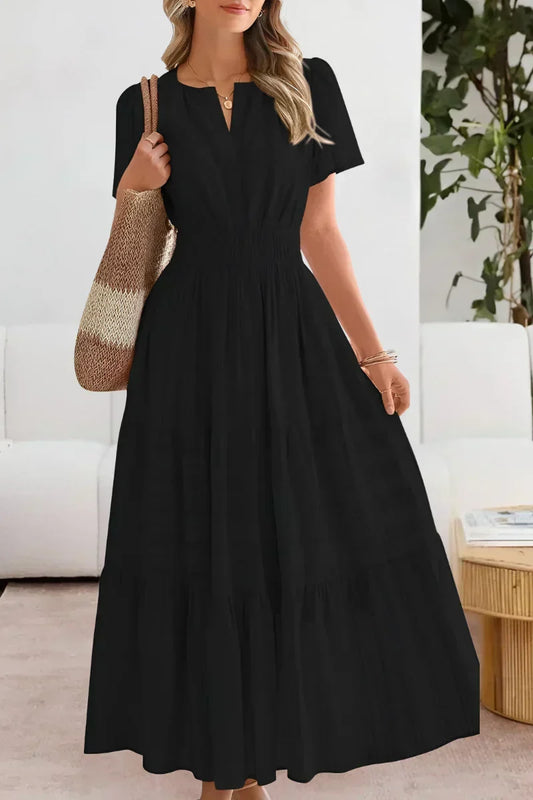 Vestido maxi con cintura fruncida