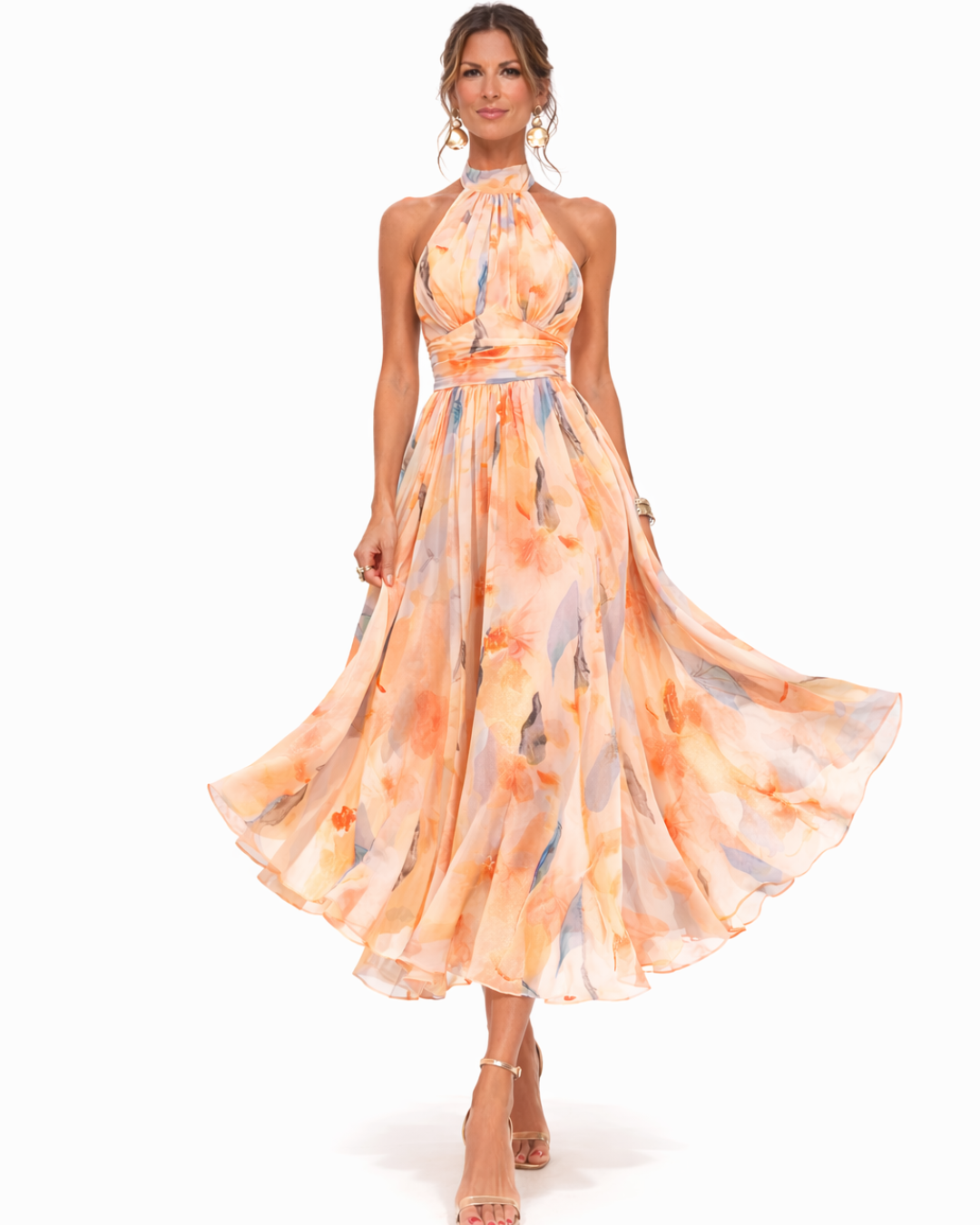 Vestido midi con estampado acuarela