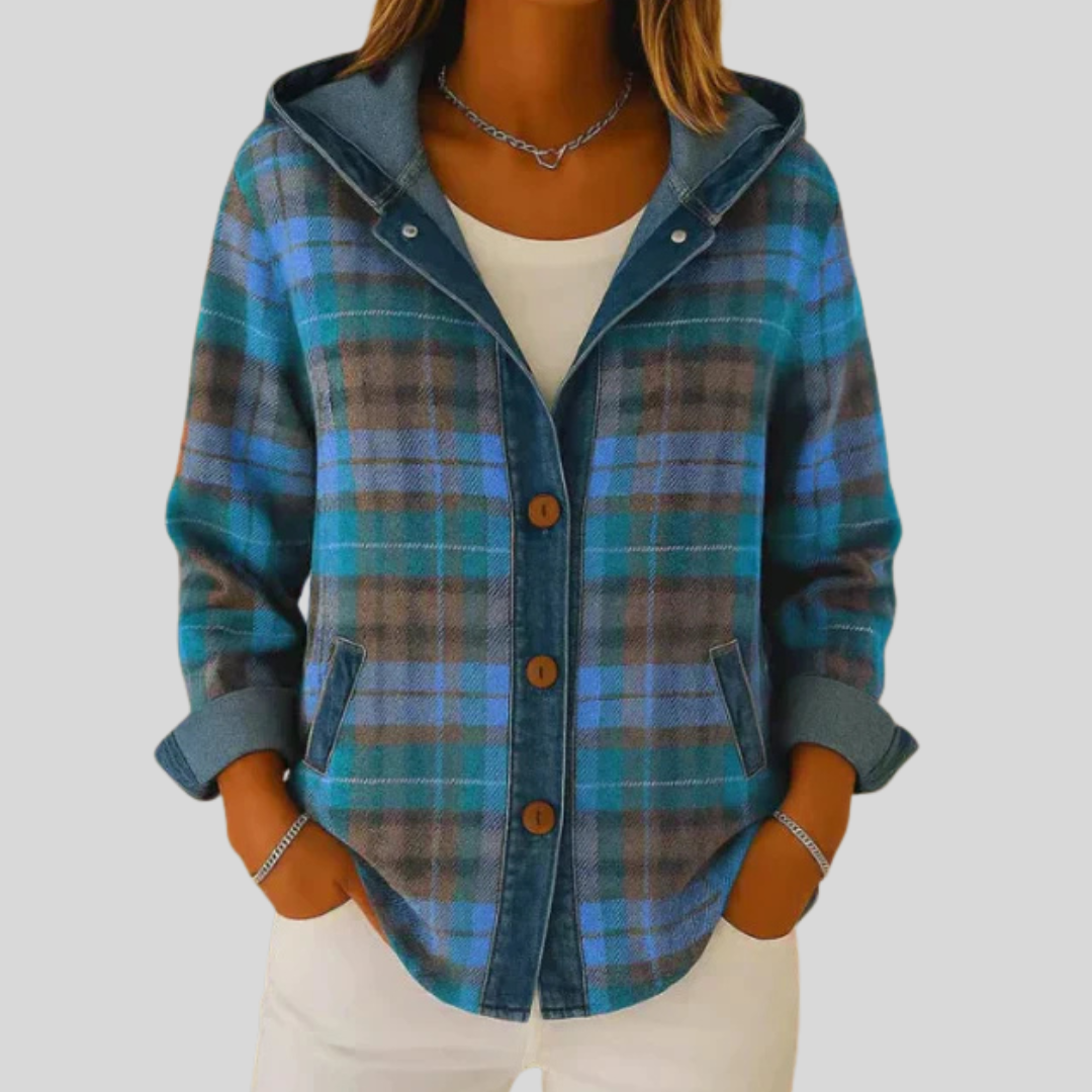 Chaqueta de cuadros con capucha
