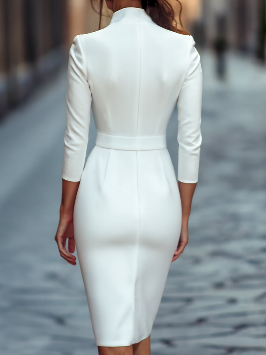 Vestido midi cruzado con cinturón