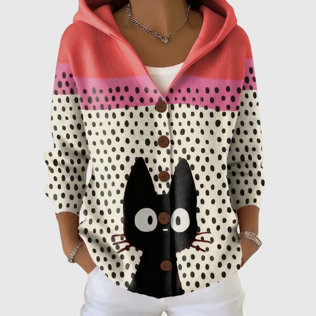 Sudadera con capucha y estampado de gato
