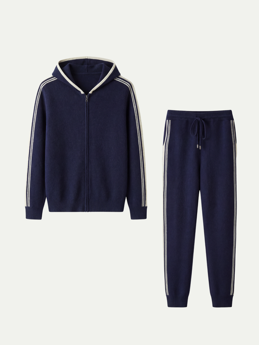 Sion Signature Set Navy | Two-Piece Knit Tracksuit