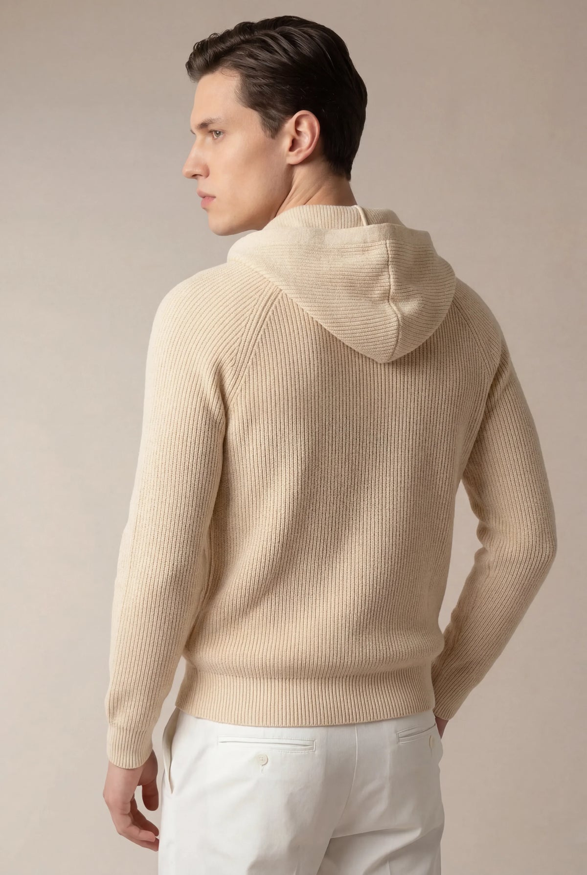 Siro Voyager Zip-Up Beige | Merino Hooded Zip-Up