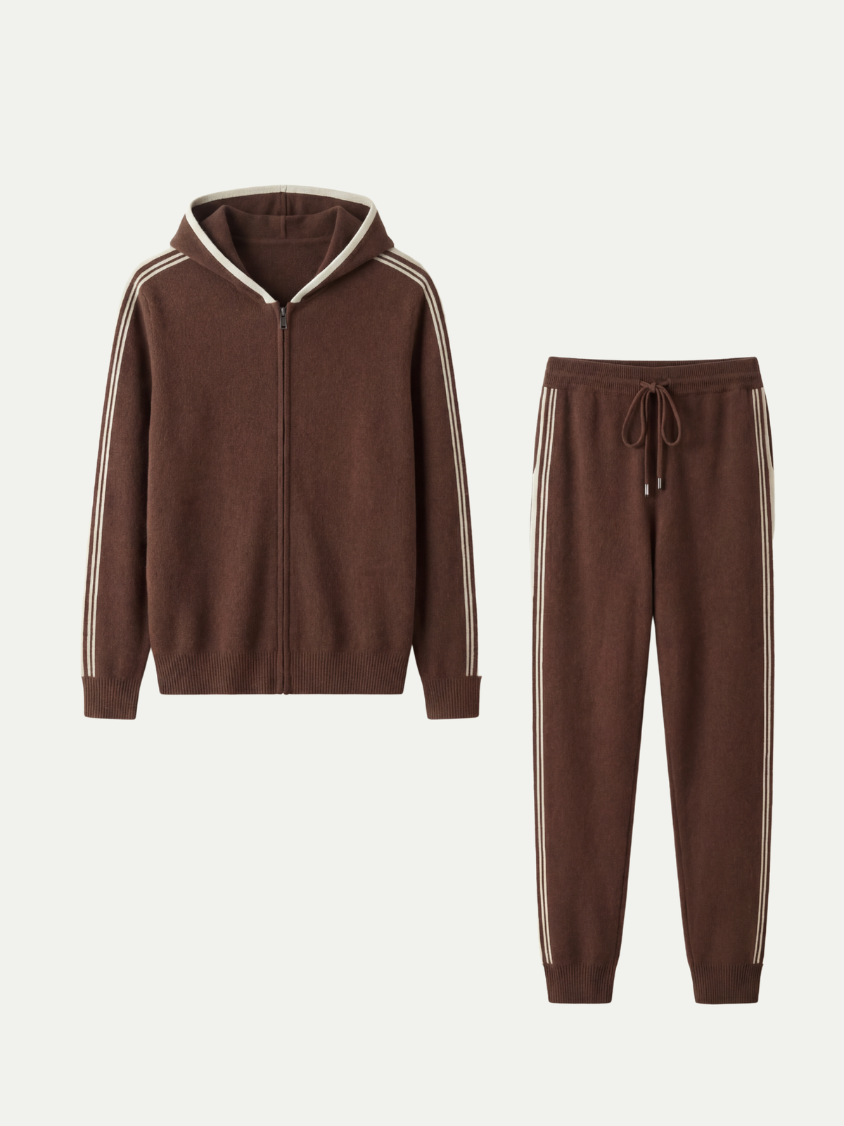 Sion Signature Set Brown | Hooded Knit Tracksuit