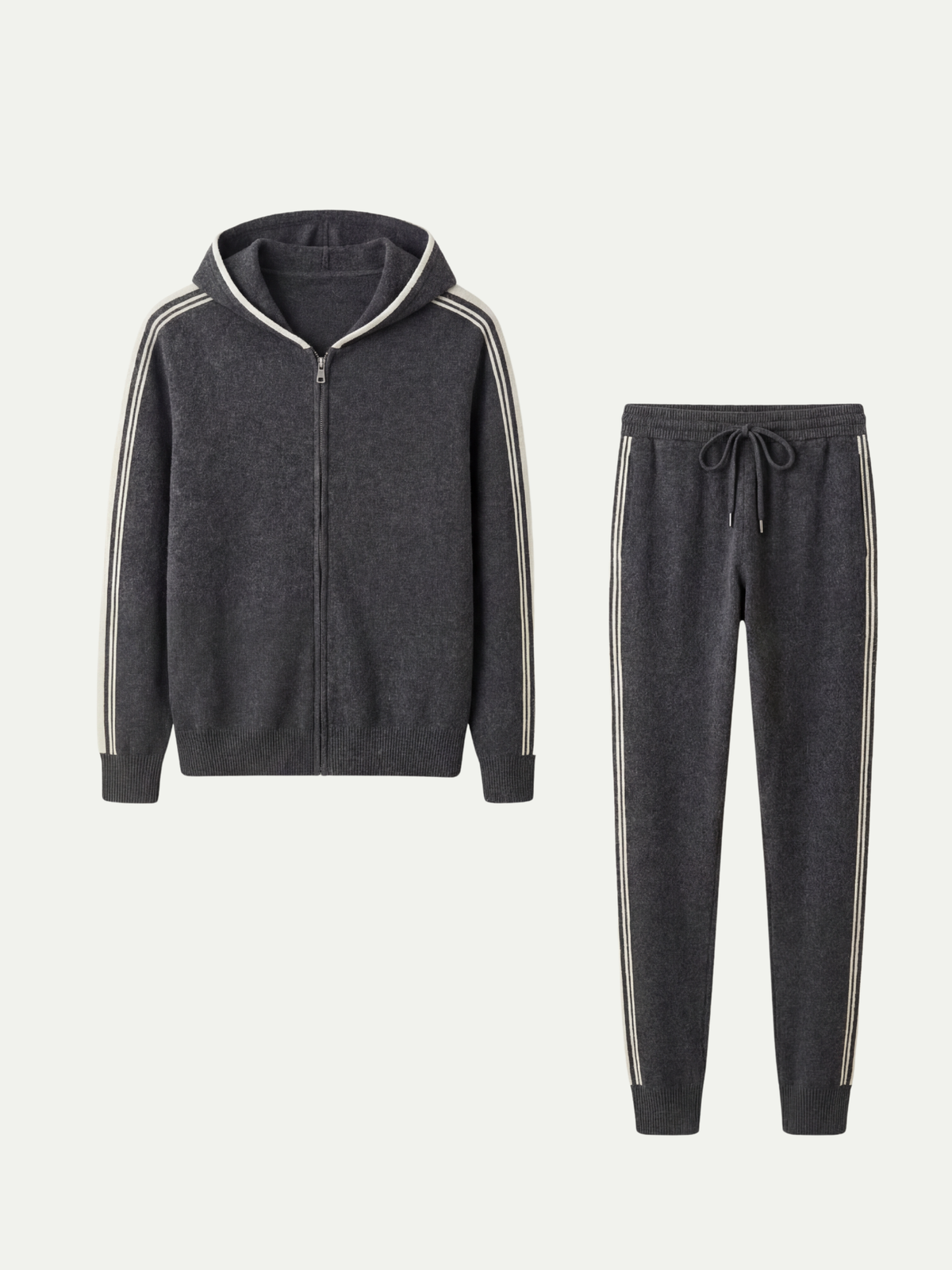 Sion Signature Set Dark Grey | Hooded Knit Tracksuit