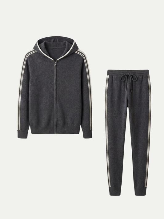 Sion Signature Set Dark Grey | Hooded Knit Tracksuit