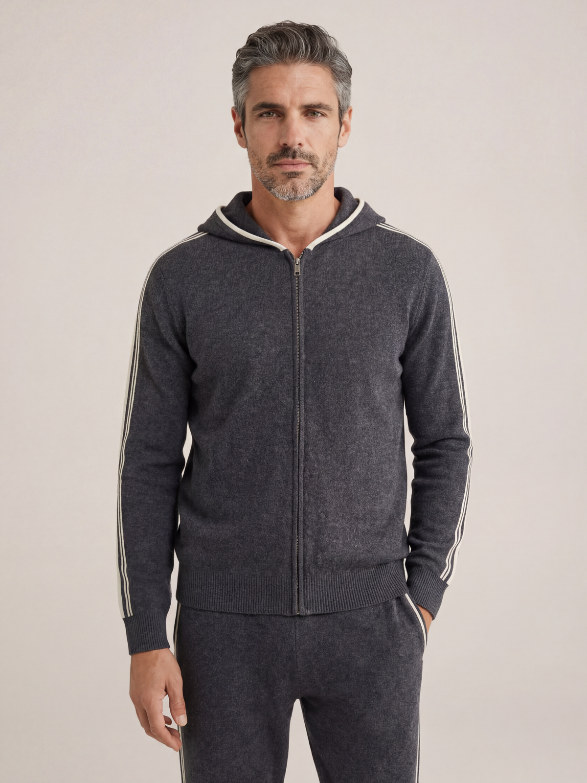 Sion Signature Set Dark Grey | Hooded Knit Tracksuit