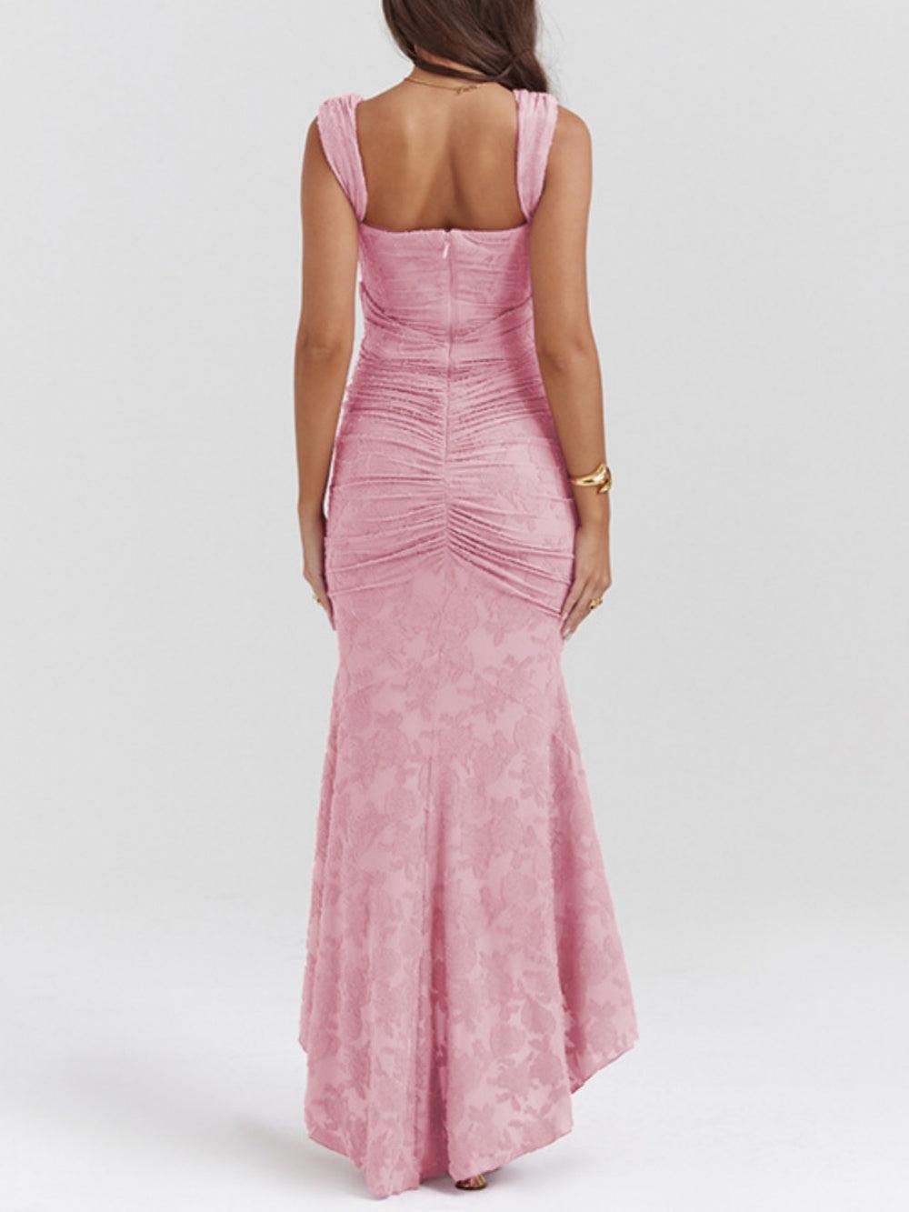 Vestido midi de encaje con drapeado