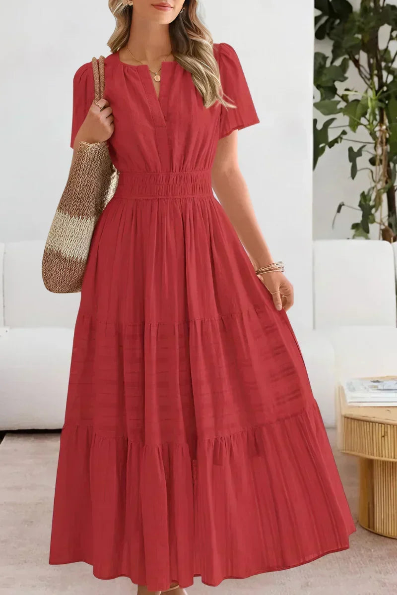 Vestido maxi con cintura fruncida