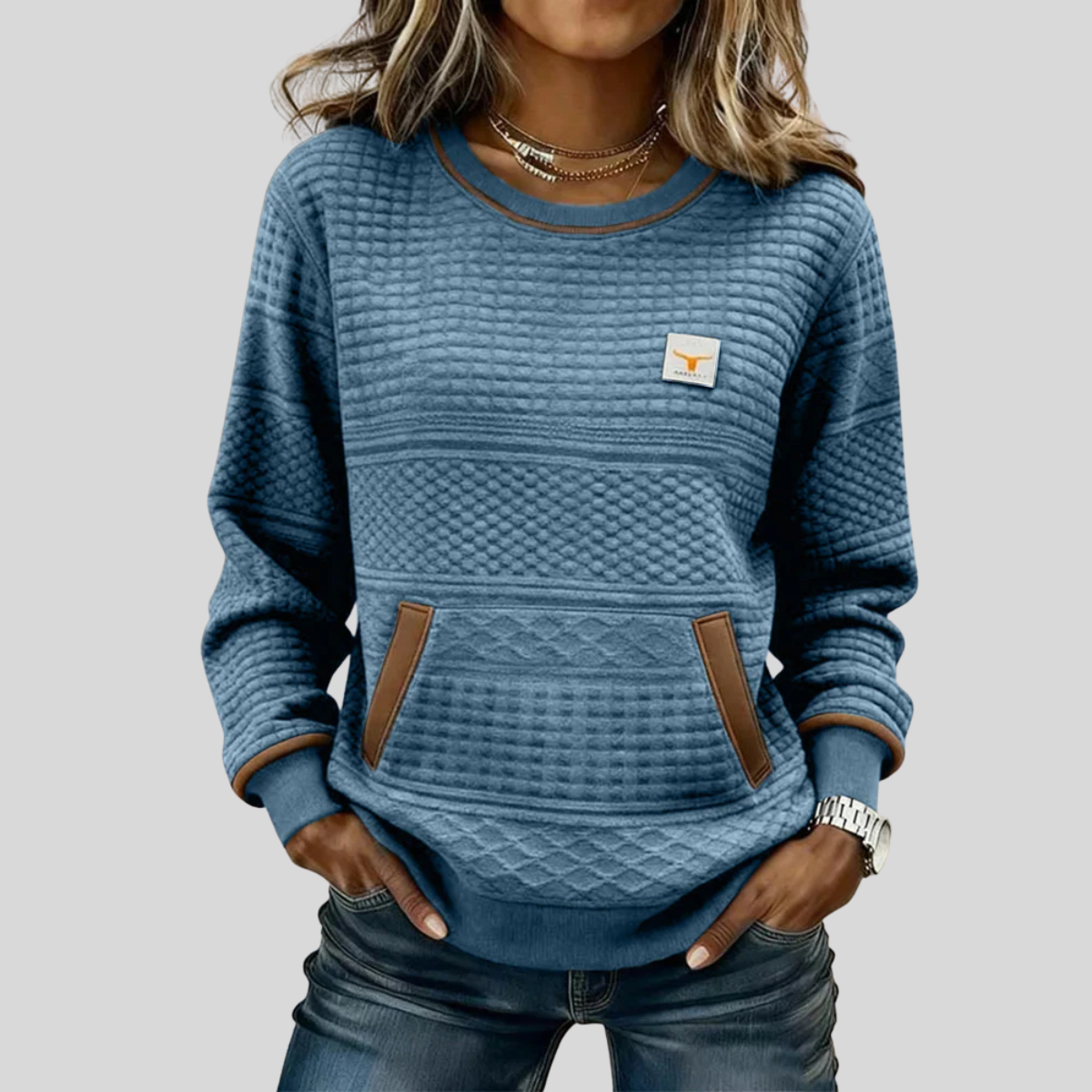 Jersey de punto con bolsillo y detalles en contraste