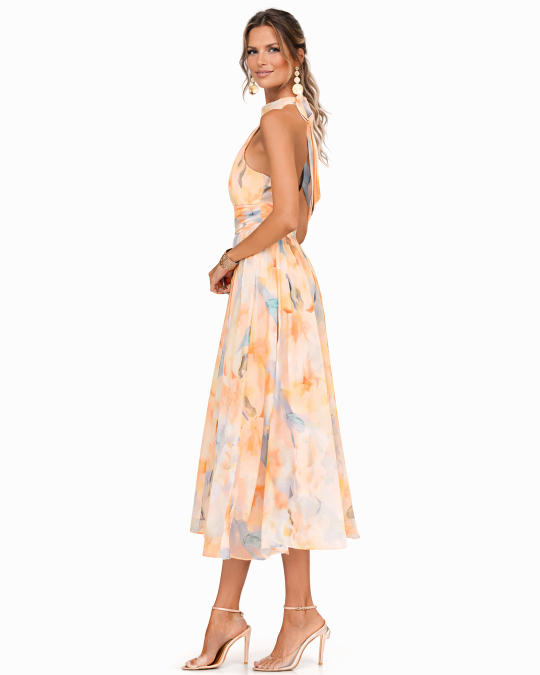 Vestido midi con estampado acuarela