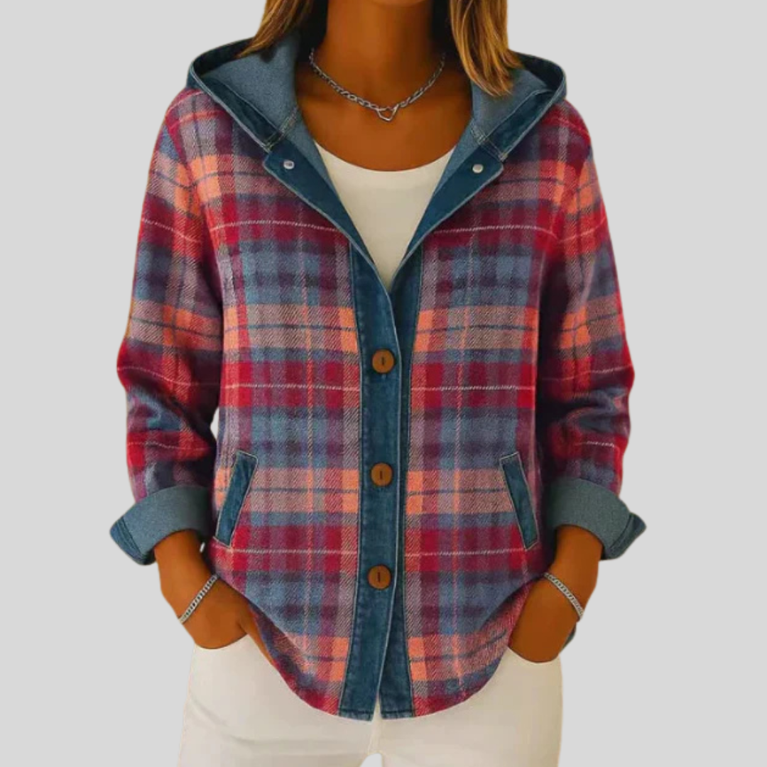 Chaqueta de cuadros con capucha