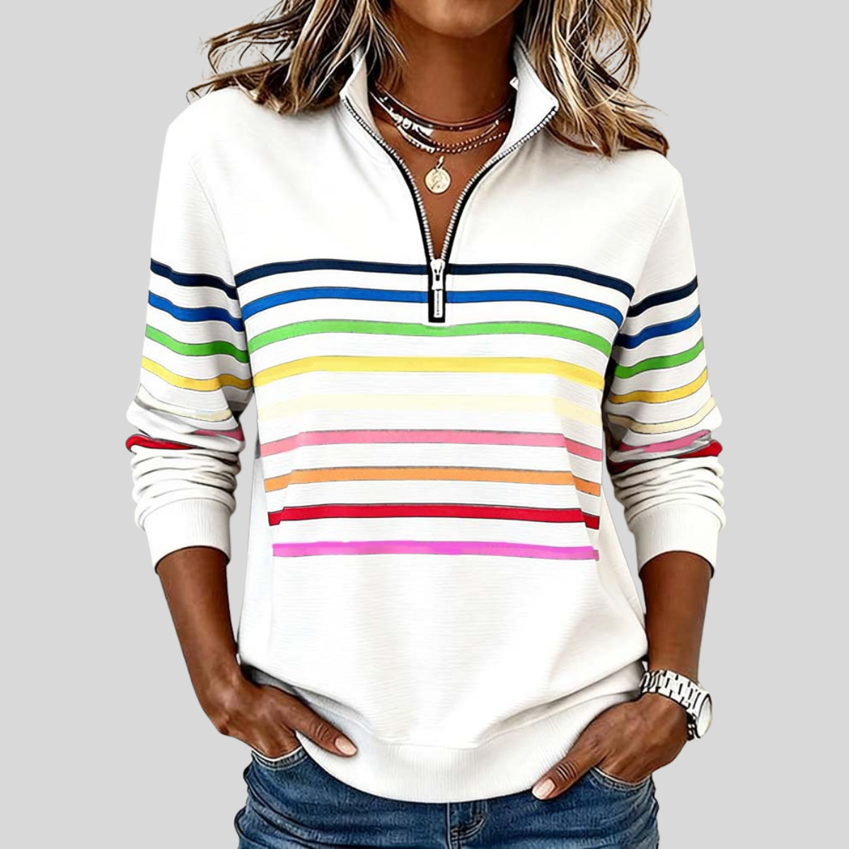 Jersey de punto con cuello y cremallera
