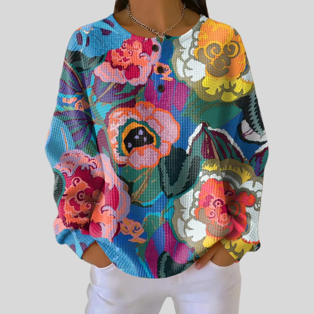 Blusa de punto con estampado floral