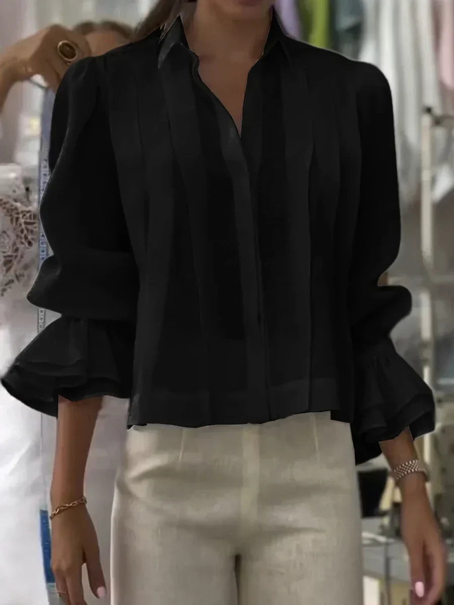 Blusa de algodón plisada elegante