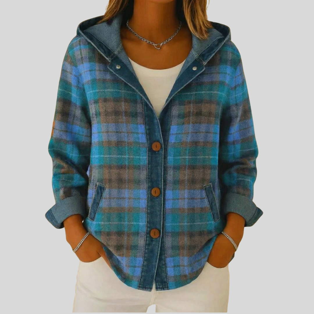 Chaqueta de cuadros con capucha