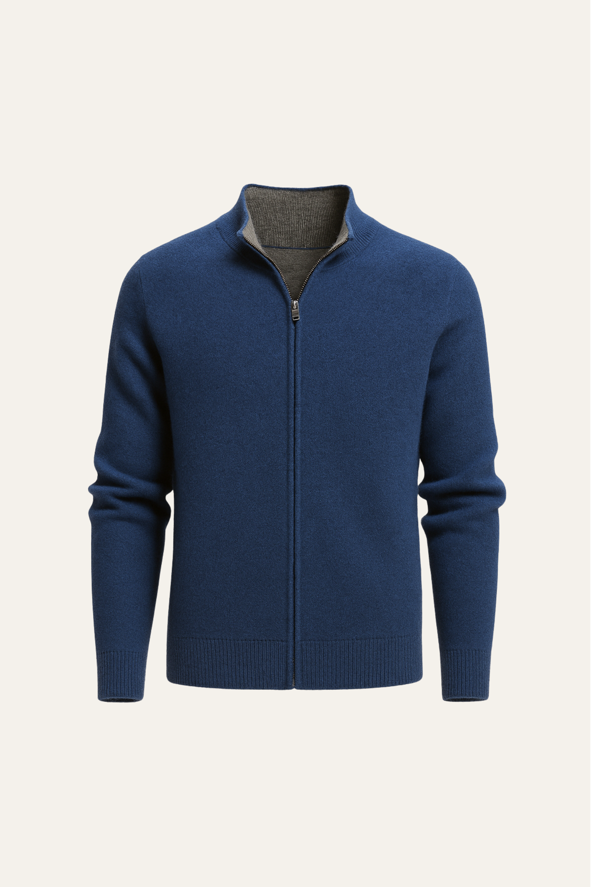 Georgio Reversible Zip-Up Navy | Double-Faced Cashmere Knit