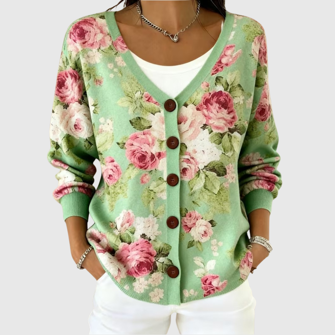 Cárdigan de punto con estampado floral