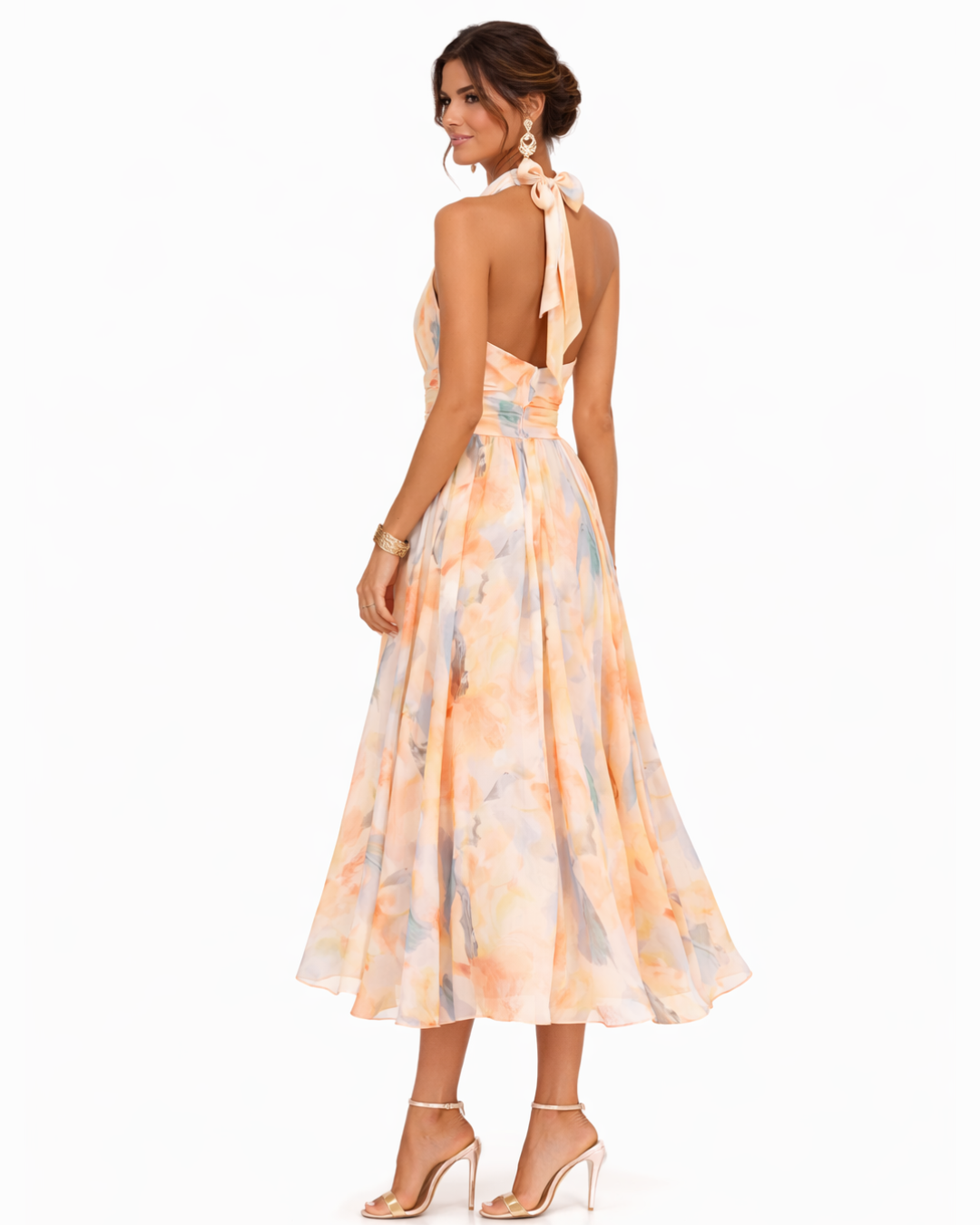 Vestido midi con estampado acuarela