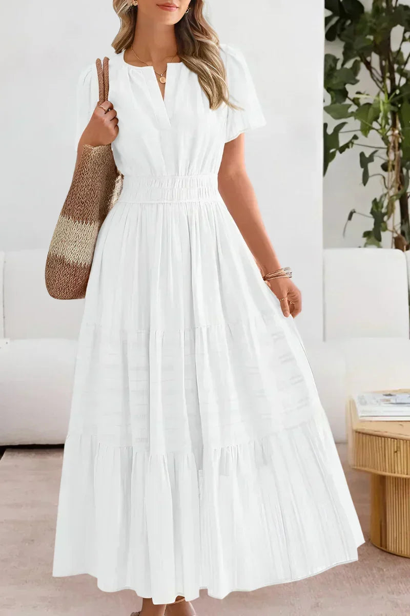 Vestido maxi con cintura fruncida