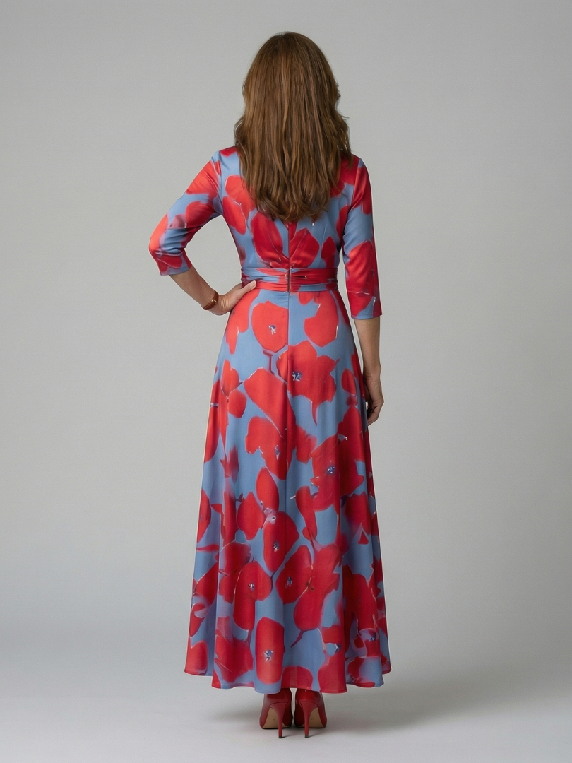 Vestido midi cruzado con estampado floral