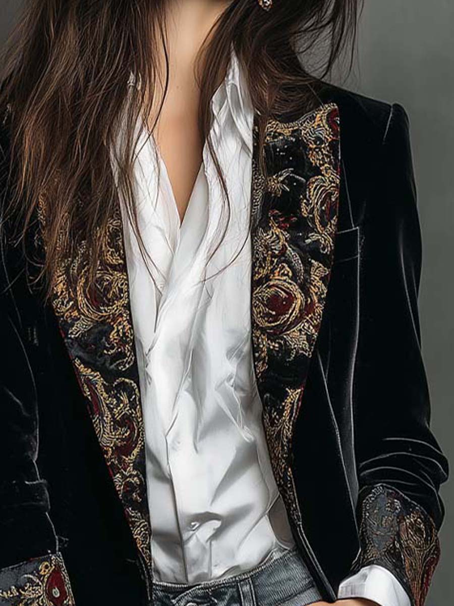 Blazer entallado con estampado barroco