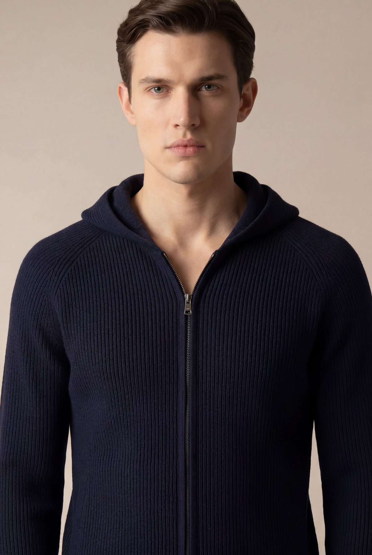 Siro Voyager Zip-Up Navy | Wool-Blend Hooded Zip-Up
