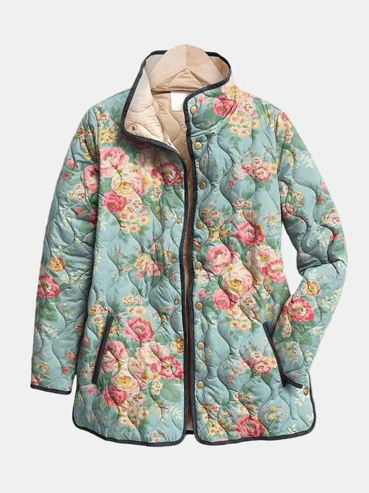 Chamarra Acolchada Rosas Celadón Daniela
