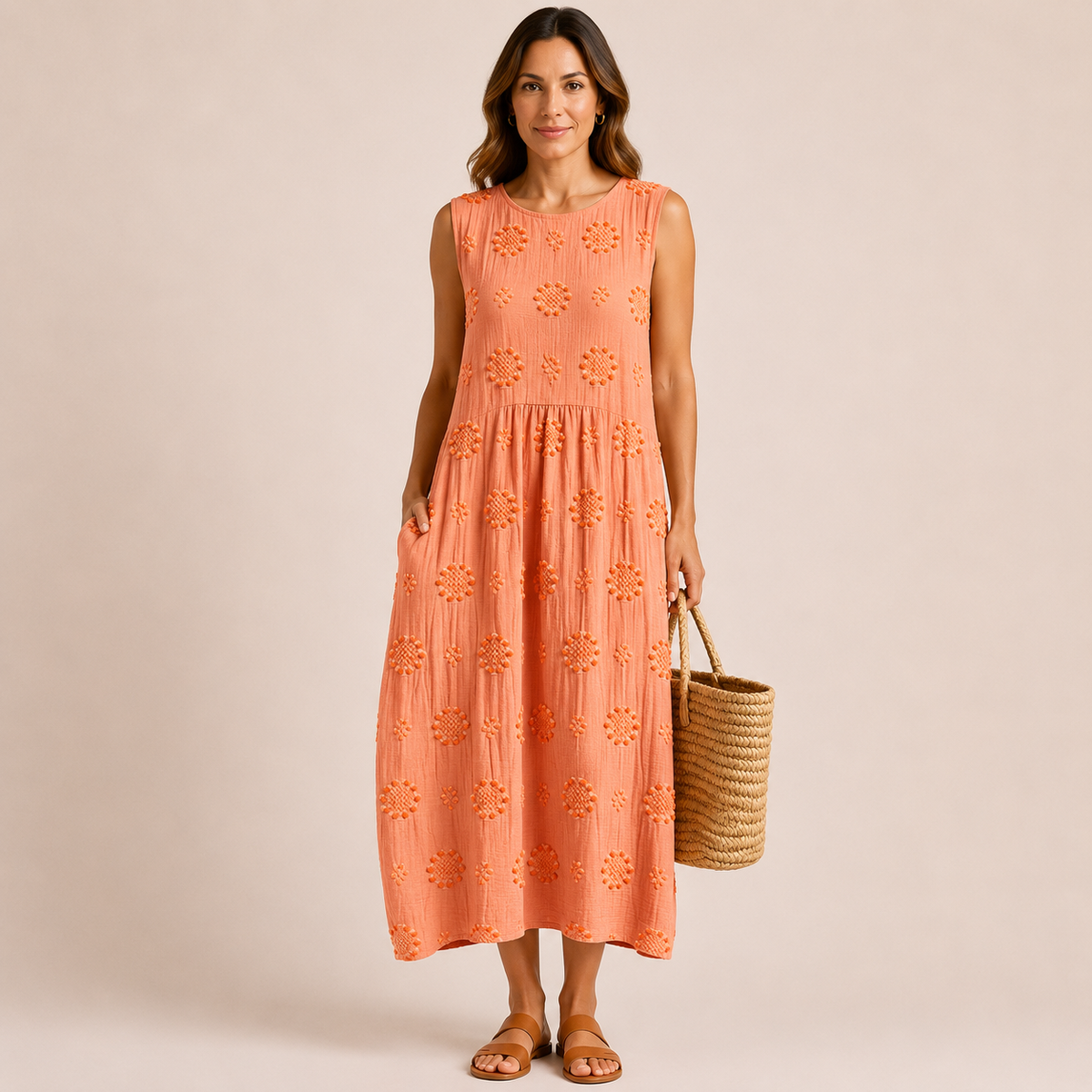 Vestido midi con estampado floral