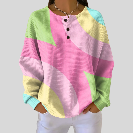 Blusa waffle multicolor con botones
