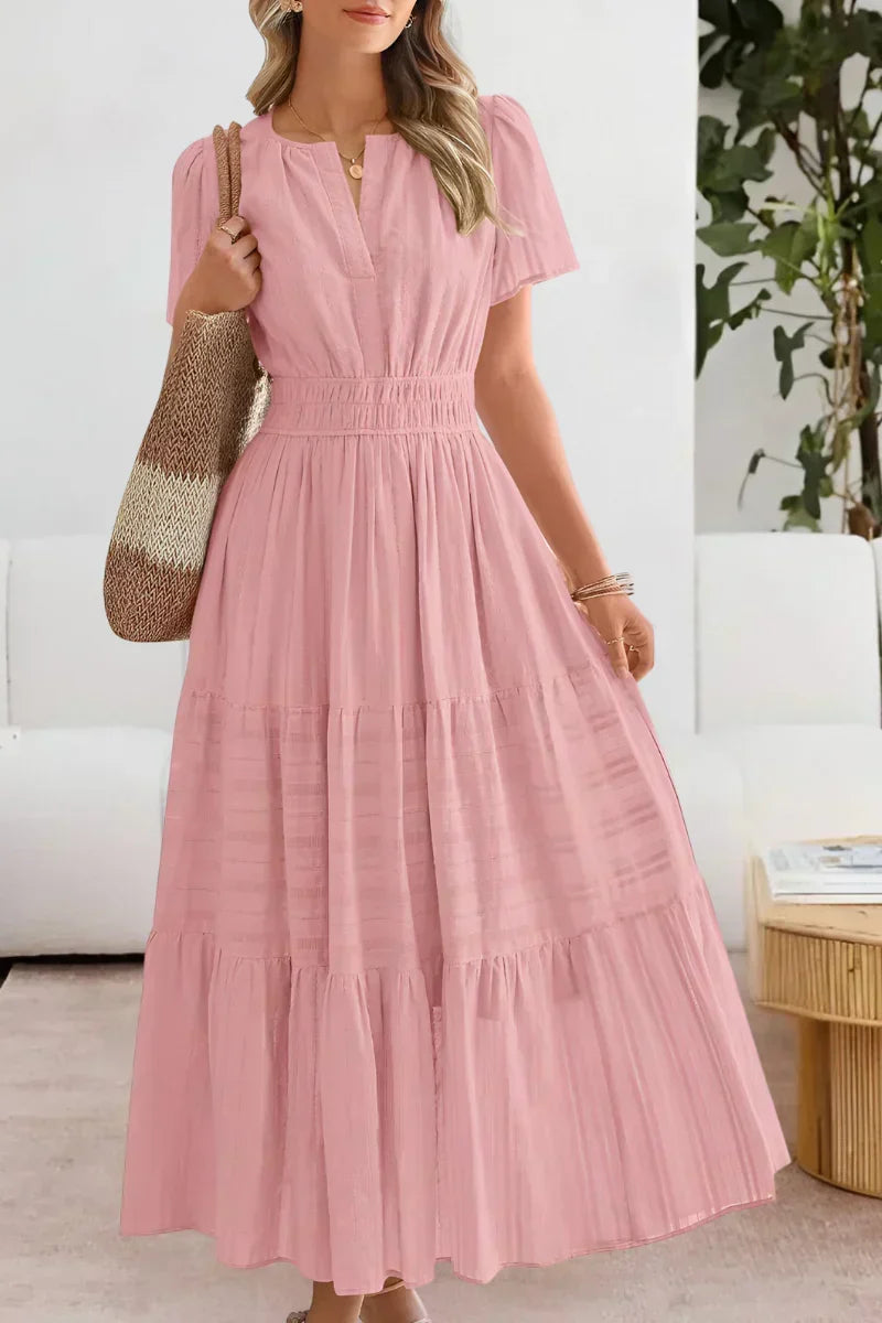Vestido maxi con cintura fruncida