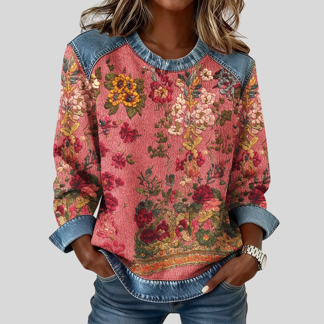 Blusa de punto con estampado floral