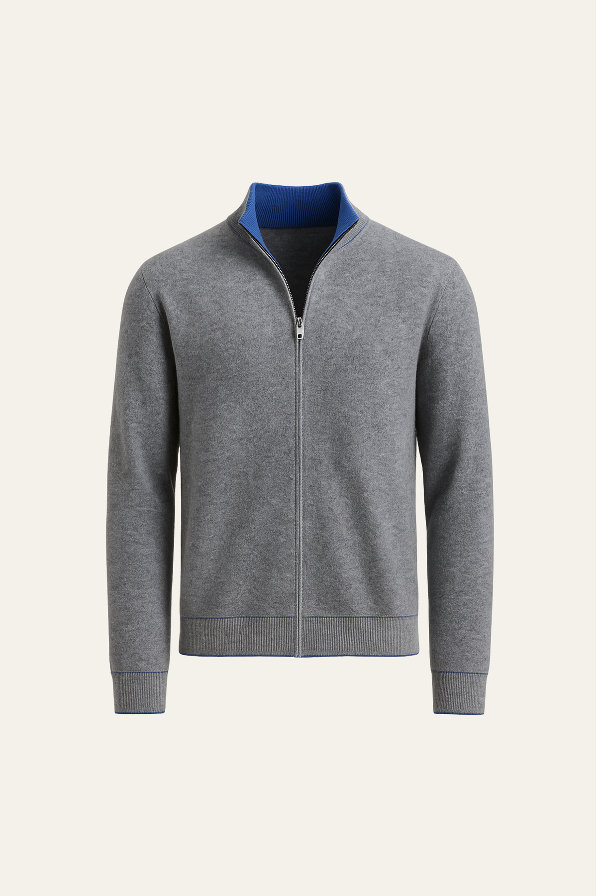 Georgio Reversible Zip-Up Navy | Double-Faced Cashmere Knit