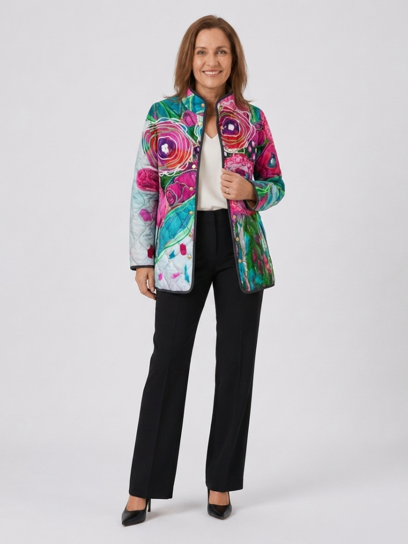 Chamarra Acolchada Acuarela Floral Frida