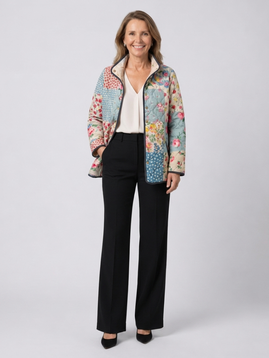 Chamarra Acolchada Patchwork Floral Alejandra