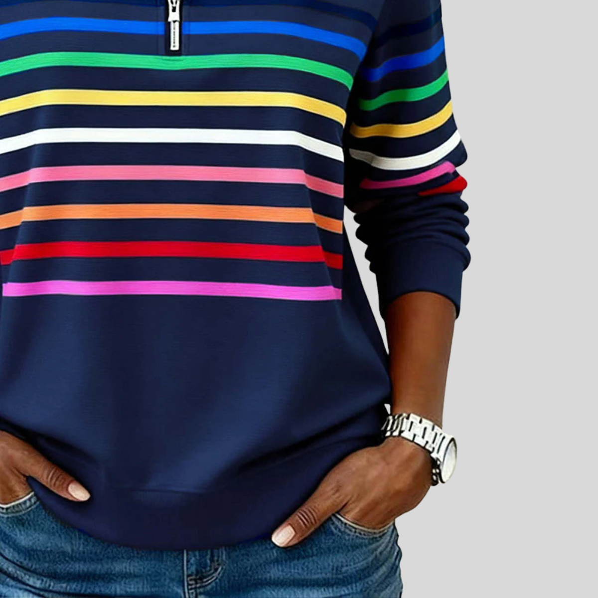 Jersey de punto con cuello y cremallera