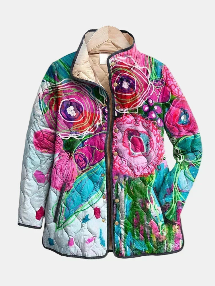 Chamarra Acolchada Acuarela Floral Frida