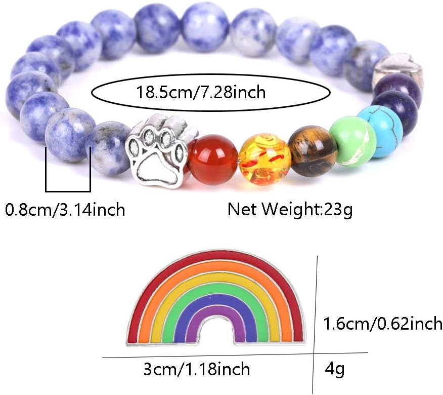 Pulsera de cuentas de chakra con amuleto de patita