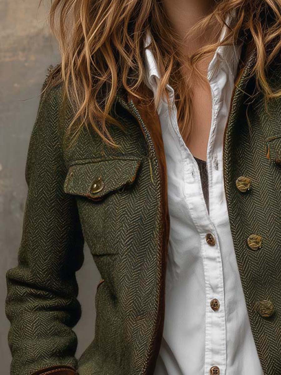 Blazer de espiga con ribetes en contraste