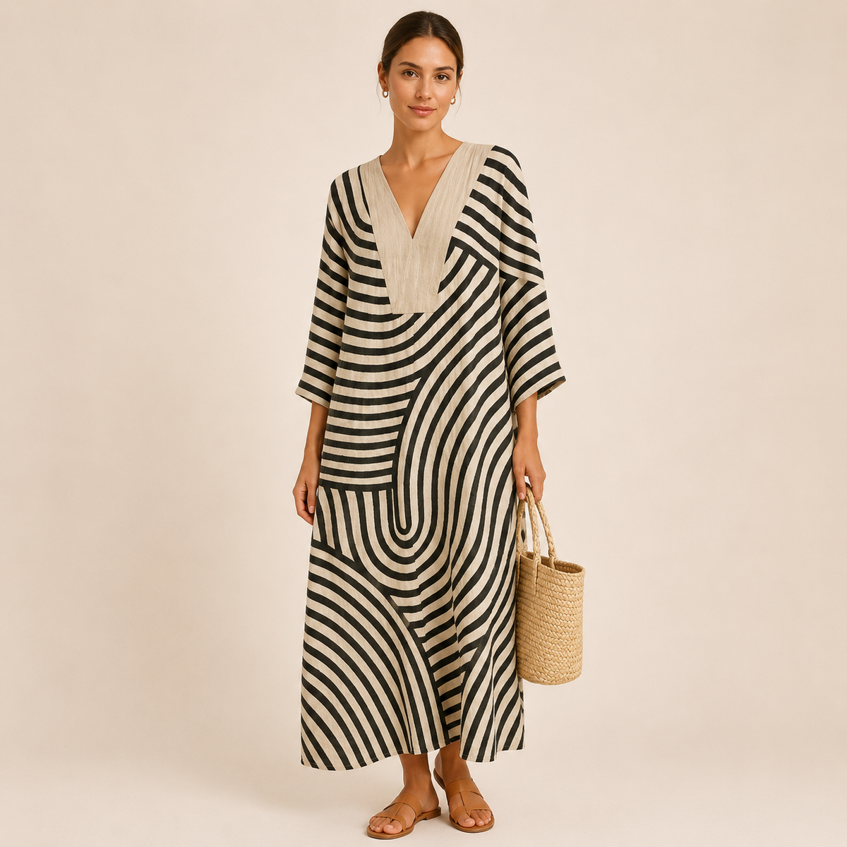 Vestido maxi monocromático