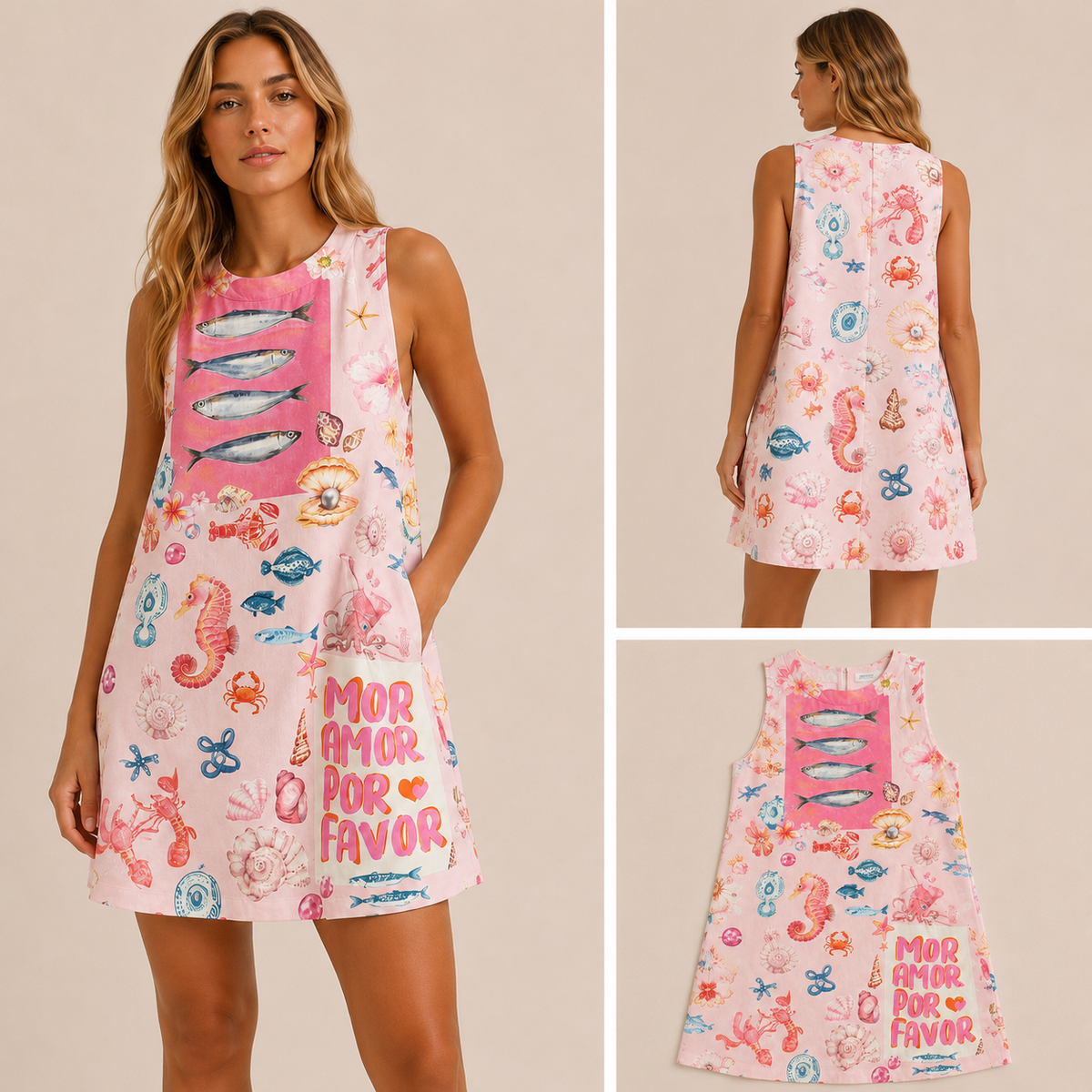Vestido corto de lino