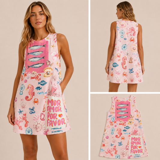 Vestido corto de lino
