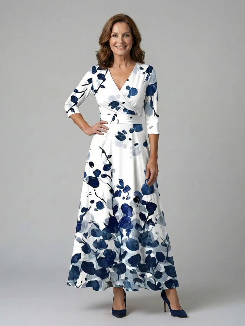 Vestido midi cruzado con estampado floral