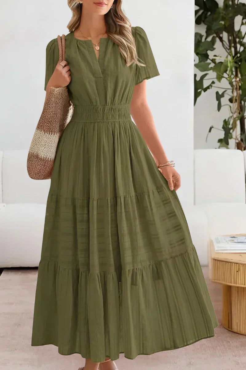 Vestido maxi con cintura fruncida