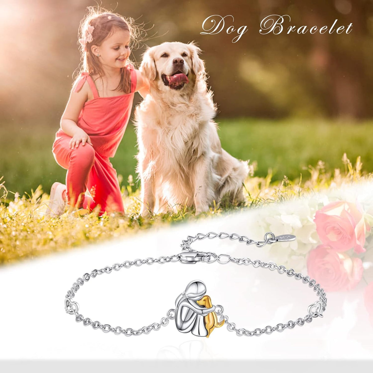 Pulsera ajustable con charm de perro