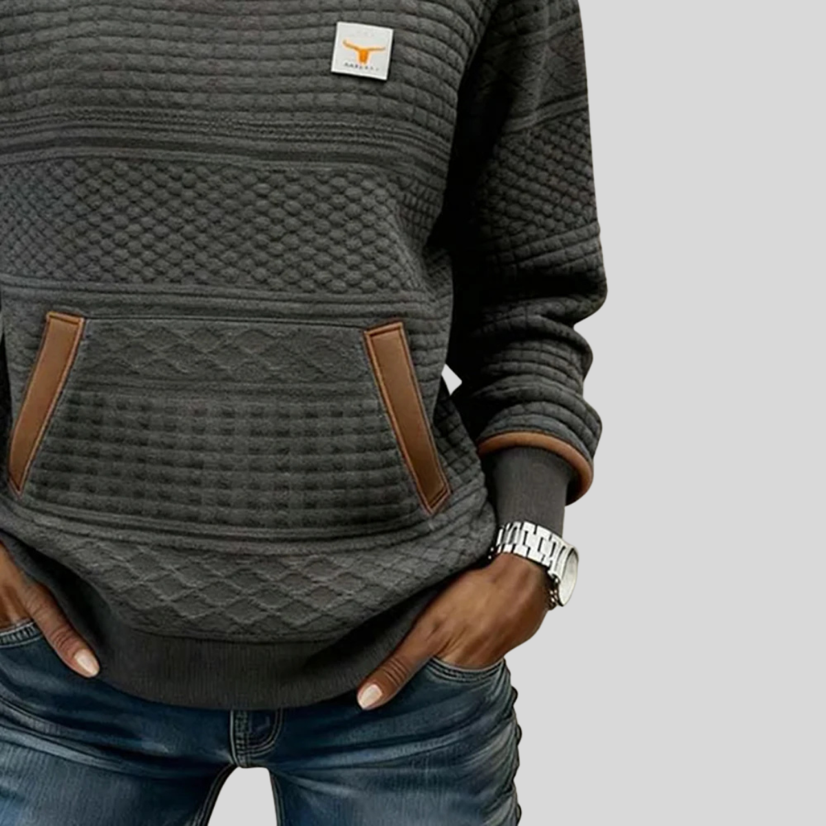 Jersey de punto con bolsillo y detalles en contraste