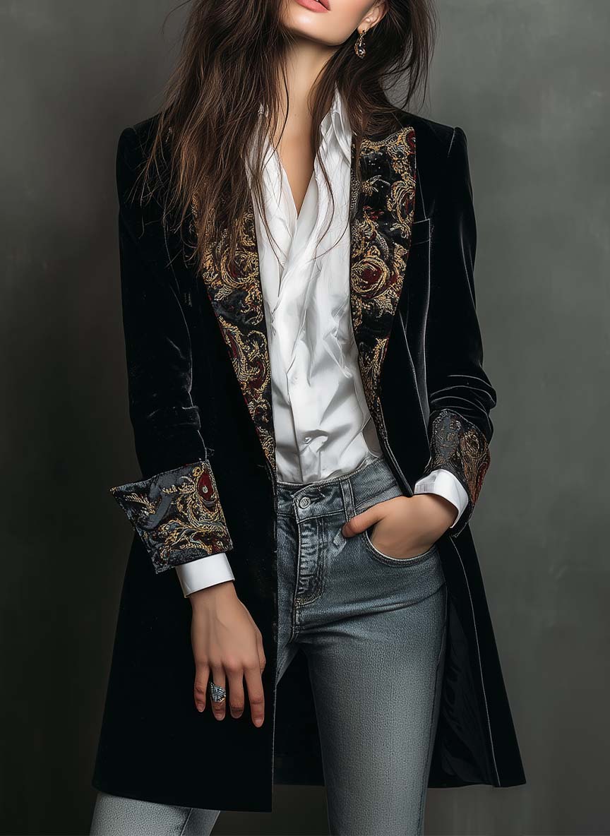 Blazer entallado con estampado barroco